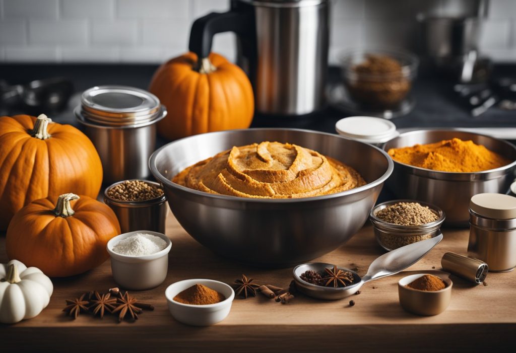 The ingredients for vegan pumpkin pie ready to be mixed and baked.